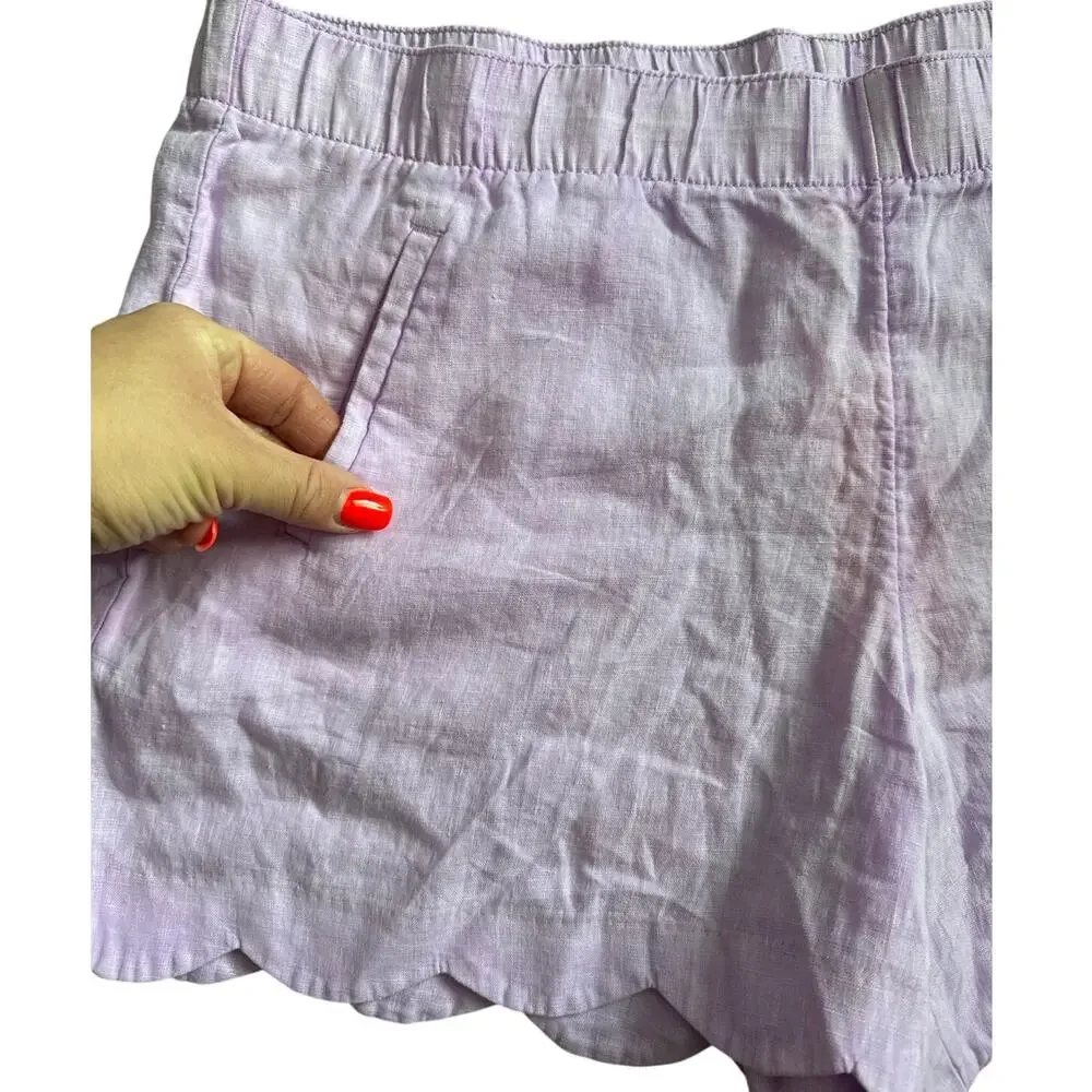 Lilly Pulitzer Brea 4” Linen Scallop Hem Shorts Purple Iris Size XL - Picture 7 of 10